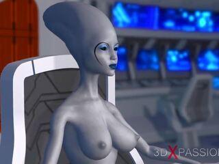 Sci-fi female keseki plays with gara mekdep gyzy in space.