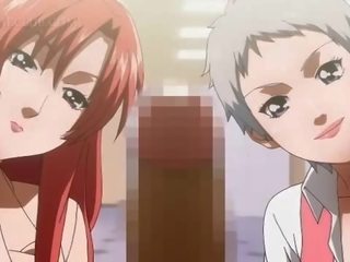 Slutty anime feature seducing tinedyer kaakit-akit na lalake para pangtatluhang pagtatalik