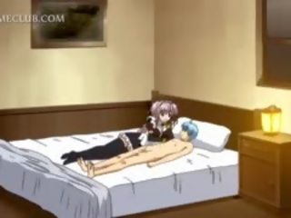 Sveikatingas anime mergaitė atsižvelgiant narys gilus į jos pyzda gauna crampie