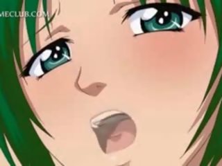 Busty Anime Teeny Rubs Her Snatch While Sucking cock