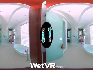 Wetvr sortudo pendurado deformação virtual realidade banho caralho e ejaculação interna
