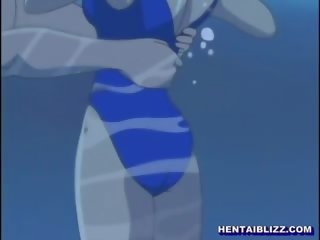 Traje de baño hentai bigboobs follando wetpussy y deglución corrida