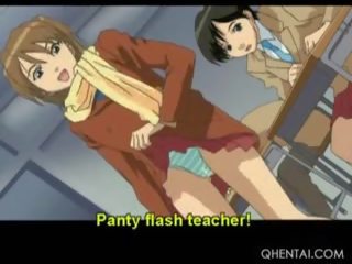 Lusty hentai young woman blowing huge jago on knees