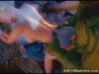 3d елф принцеса опустошен от orc - възрастен филм при ah-me