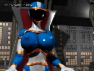 Big boobed anime hero outstanding gorgeous in tight costume