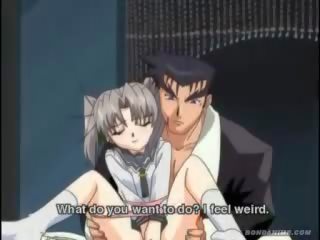 Krásný drobounký hentai anime milenec cums a saje penis