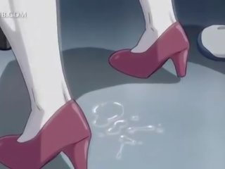 Satraukti anime blondīne fucked grūti no atpakaļ gurķiem slodzes