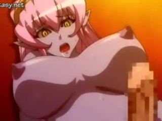 Krūtinga anime prostitutė gauna papai pakliuvom