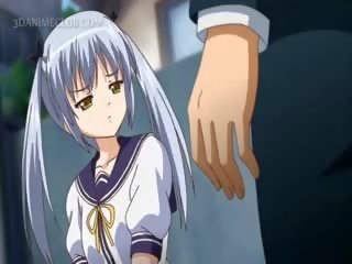 Apdullinātas anime skola skaistule licking biedrs uz tuvplāns