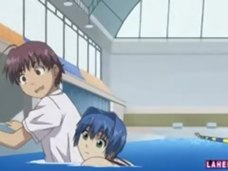 Hentai bolacha dá cabeça e fica fodido em o piscina