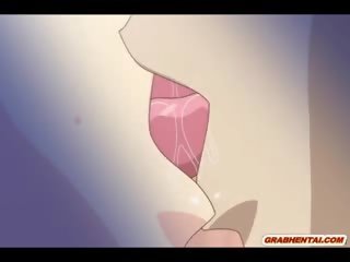 Maudymosi kostiumas anime su didelis papai gauna lizały jos putė