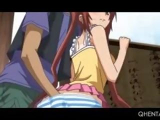 Redhead Sweet Hentai lady Pussy Teased Upskirt In Public