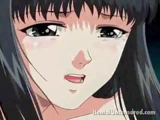 Gjatë flokë e zezë flokë anime seks kapëse e lezetshme duke i dhënë kokë punë dhe duke pasur mora hedhur për t'u dukur pozitë