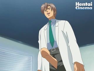 Manga surgeon prend son géant dong dehors de son pantalon et donne elle à un de son vilain les patients