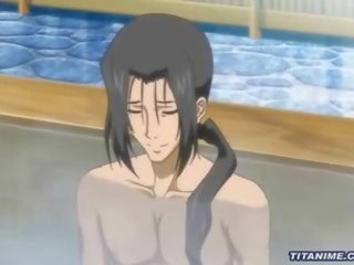 Ruiva hentai jovem mulher fica fondled em dela elite banho