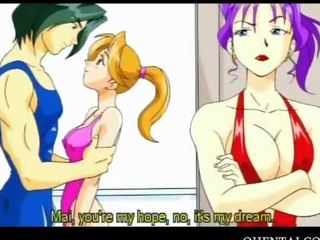 Enticing hentai vingrotājs seducing viņai treneris