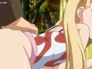 Blondynka ciastko anime dostaje wbity