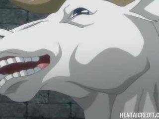 Anime mistress fucked by horse monster