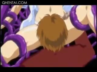 Hentai Delicate teenager Taking Monster Tentacles Deep In Mouth
