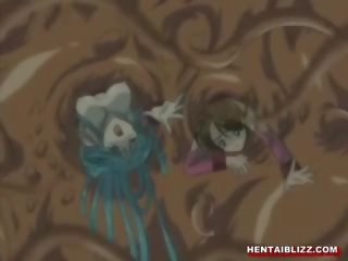 Iskolás hentai elcsípett és csoport képzett által tentacles