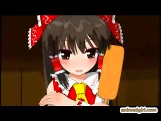 Tatlong-dimensiyonal hentai babae makakakuha ng pangtatluhang pagtatalik fucked sa pamamagitan ng shemales anime