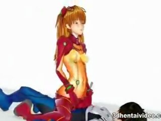 Evangelion cartoon with erotic Asuka