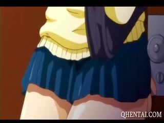 Hentai teeny blows and rubs penis with lust