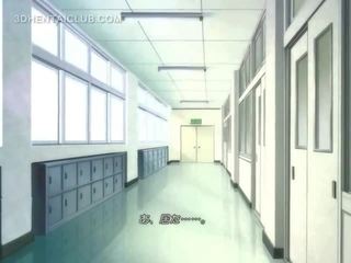 Anime diva in school- uniform masturberen poesje