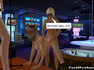 Magnificent 3D cartoon blonde stripper gets fucked hard