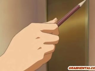 Skrępowane anime brunetka dostaje dildoed cipka i fabulous ssanie sztywny putz