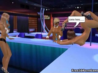 ماكر 3d رسوم متحركة امرأة سمراء متجرد يحصل على مارس الجنس شاق