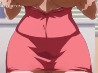 Attraktiv animen läraren blåsning sticka blir jizzed alla över