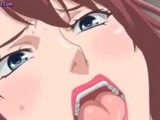 Anime paklīdusi sieviete izpaužas mute piepildīta ar spermas šķīdums