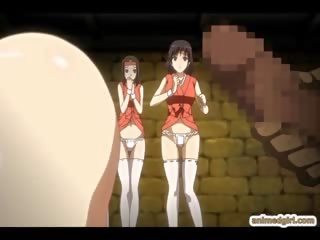 Japoneze anime cuties seks simultan në the burg