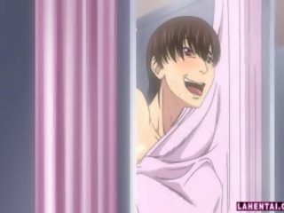 Hentai seductress blir körd från bakom i den dusch