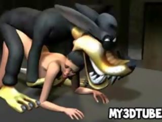 Super 3D Cartoon Brunette enchantress Gets Fucked By A Wolf
