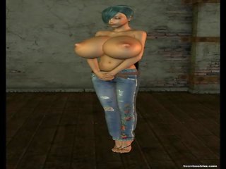 3D CG femme fatale with insanely large boobs