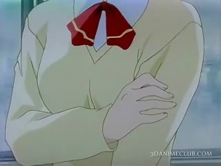 Nevinný anime miláček seducing ji těžký nahoru učitel