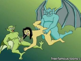 Beroemd demona en gargoyles tekenfilm orgie