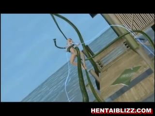 3d animado hentai prostituta fica fodido por enorme tentáculos