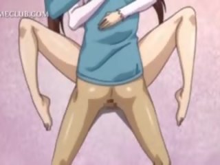 Pusaudžu kautrīga anime meita izpaužas liels prick dziļi uz viņai kampiens