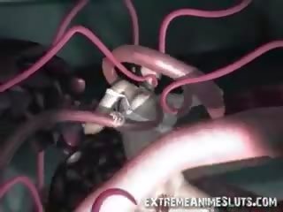 ३डी मिस्ट्रस नष्ट द्वारा एलीयन tentacles!