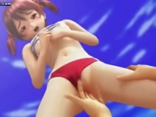 Attractive Hentai Teenie Playing With penis On Beach