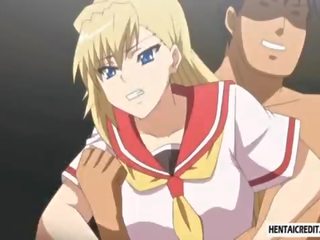 Hentai young female fucked by men in masks