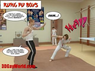 Kung fu anak laki-laki 3d homoseks pria karikatur animasi komik