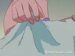 Gražu anime tarnaitė į ilgos kojinės gauti smulkutė twat vibrated iki jos slavemaster